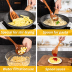 GUDAMAYE 11 PCE Wooden Spoons for Cooking, Wooden Kitchen Utensils Set,Wooden Cooking Utensils,Natural Teak Wooden Spoons For Non-stick Pan
