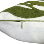 Alysheer Farmhouse Floral Leaves Embroidered Decorative Throw Pillow Cover 18x18 inches, Boho Tufted Flowers Embroidery Pattern Chic Cotton Cushion Case for Couch Bed Sofa Living Room(Olive Green)