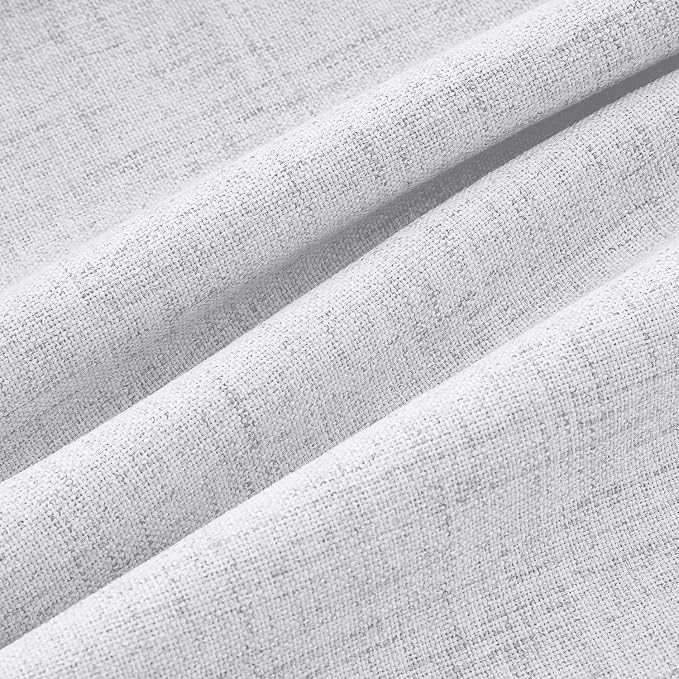 MIULEE 100% Blackout Linen Curtains 42 x 90 Inch Grayish White 2 Panels | - Image 9
