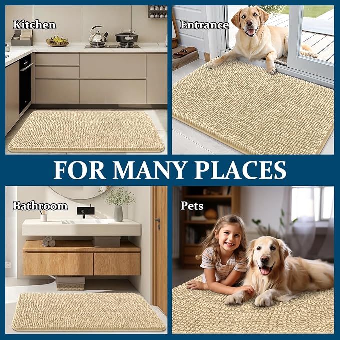 OLANLY Dog Door Mat for Muddy Paws 47x24, Super Absorbent Chenille Mud Mat | - Image 8