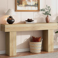 63 Inch Long Console Table for Entryway, Farmhouse Wood Rectangular Sofa Table Behind Couch Table, Narrow Entryway Table for Living Room, Entrance, Hallway, Foyer, Easy Assembly (Natural)