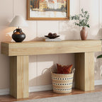 63 Inch Long Console Table for Entryway, Farmhouse Wood Rectangular Sofa Table Behind Couch Table, Narrow Entryway Table for Living Room, Entrance, Hallway, Foyer, Easy Assembly (Natural)