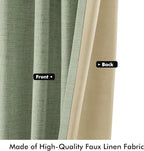 MIULEE 100% Blackout Linen Curtains 42 x 108 Inch Sage Green 2 Panel | Thermal - Image 6