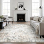 Area Rug Living Room: 5x5 Modern Washable Indoor Soft Carpet Brown | by FXRHLP
