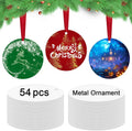 54 pcs Metal Sublimation Ornament Blanks,Sublimation Christmas Ornament Blanks for Christmas Tree Decor Ornaments,Double Sided Sublimation Ornaments Round Sublimation Blanks