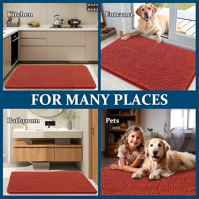 OLANLY Dog Door Mat for Muddy Paws 47x20, Super Absorbent Chenille Mud Mat | - Image 8