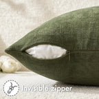 MIULEE Olive Green Chenille Couch Throw Pillow Covers, 20x20 | Set of 2 - Image 5