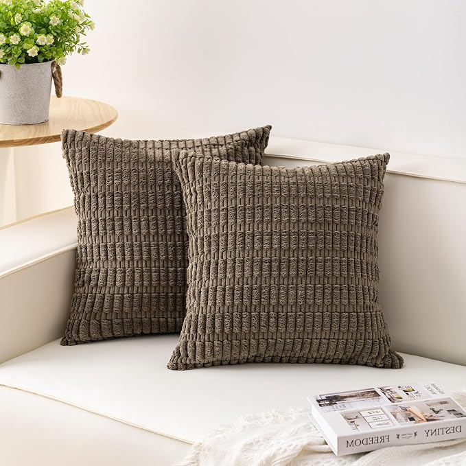 Aegero Pack of 2 Corduroy Decorative Throw Pillow Covers 20x20 Inch by Unknown