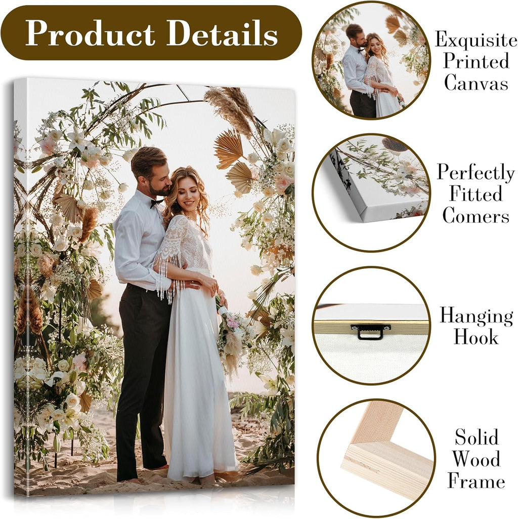 Custom Canvas Prints with Your Photos - Personalized Pictures Print, Customized Photo Gifts, Wall Art Poster Canvas Printing for Wedding, Family, Baby, Pets, Home Office Decor, Wrapped Frame 16x24