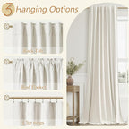 100% Blackout Linen Curtains for Bedroom 80 Inches Long Natural Cream Black Out - Image 6