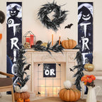 RECUTMS 2pcs Black Garland Artificial Boston Ferns 6 FT Faux Hanging Greenery UV Resistant Halloween Decor