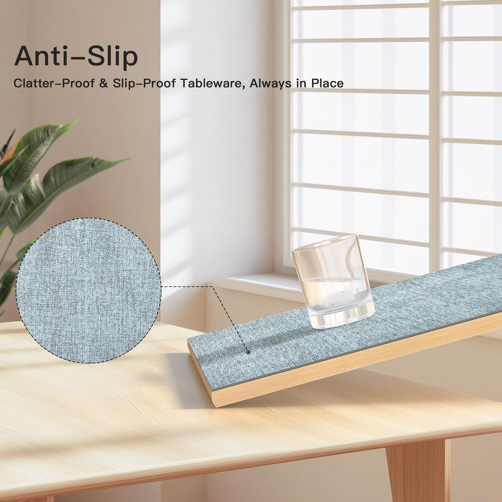 DOLOPL Placemats Set of 8, Reversible Wipeable & Heat Resistant Place Mats, Modern Faux Leather Table Mats for Kitchen, Neutral Waterproof Tablemats for Dining Table Decor, Wedding, Party(Dusty Blue)