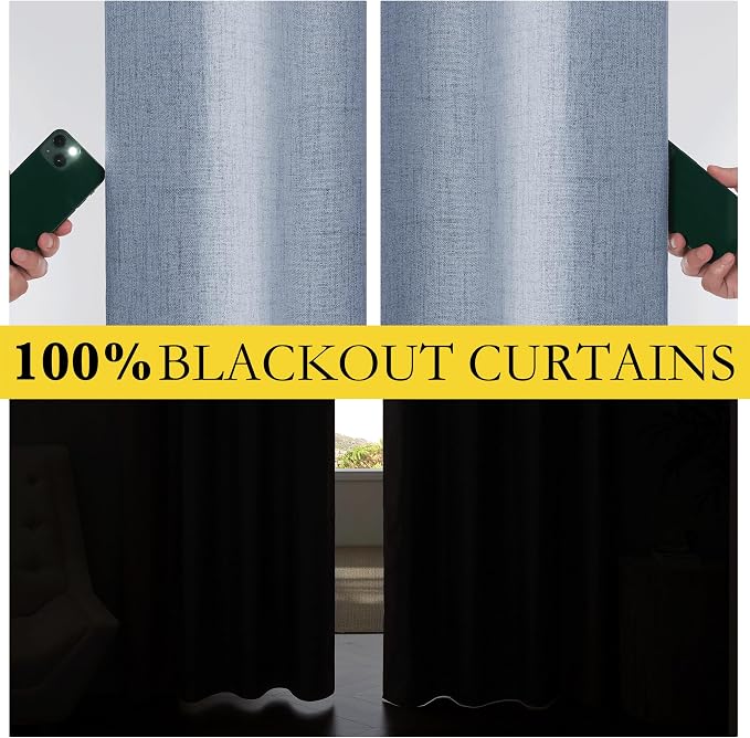 NICETOWN 100% Blackout Linen Curtains - Image 3