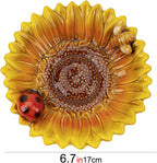 Sunflower Jewelry Dish Trinket Tray Ceramic Key Tray Bowl for Entryway Table, Sunflower Candy Dish Soap Holder Gift Decorative Bowl for Home Decor Kitchen Bathroom Sink (Bee, Ladybug)