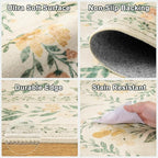 PLHXFR 3x10 Washable Runner Rug：Floral Indoor Kitchen Carpet Beige Multi | - Image 7