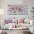 Colorful Flowers Canvas Art Prints Pink and Red Tree Wall Decor 24"x48" Bedroom Plant Wall Art Office Artwork Living Room Posters