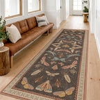 Orange Brown Hallway Runner Rug 2'6"x12', Soft Low Pile Non Slip Carpet by HazoHaus