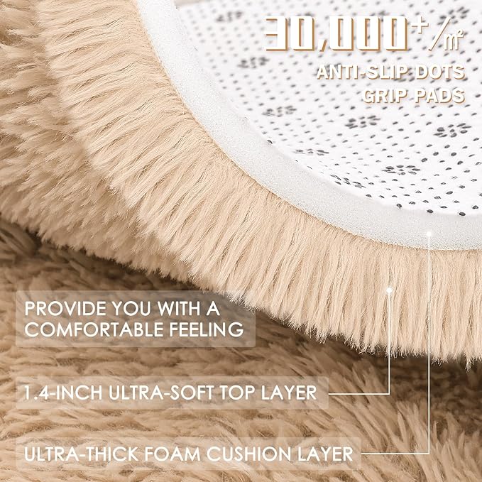 OLANLY 4x4 Machine Washable Accent Rug, Soft Fluffy Shaggy Area Rug - Image 7
