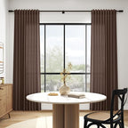 Extra Long Curtain Cappuccino Morden Linen Blend Light Filtering Back Tab - Image 5