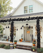 Lvydec 2 Pack Black Halloween Fall Maple Garland - 5.9ft/Piece Artificial Hanging Fall Leave Vines Garland Autumn Decor for Thanksgiving Home Wedding Party