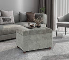 Joveco Storage Ottoman Foot Rest Stool, 24" Velvet Footstool Bench for Living Room Bedroom, Light Grey