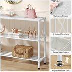 Hoctieon White Industrial Console Table, 3 Tier Entryway Tables, Hallway Desk, Narrow Sofa Tables with Shelves, Entrance Table for Entryway, Living Room, Foyer, Hallway, Office, White