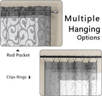 Furman Grey Sheer Curtains 72 inches Long 2 Panels Set, Light Filtering Top Rod - Image 4