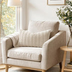 MIULEE Lumbar Corduroy Decorative Throw Pillow Covers 12x20 Cream White | Pack - Image 2
