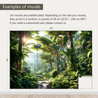 AFZEVEB-Green Tree Wall Mural Tropical Jungle Wallpaper for Bedroom 136"x96"(Not Peel and Stick)