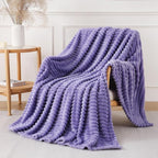 Lavender Throw Blanket for Couch Sofa 108x90 inches Striped Design | Fleece - Image 4
