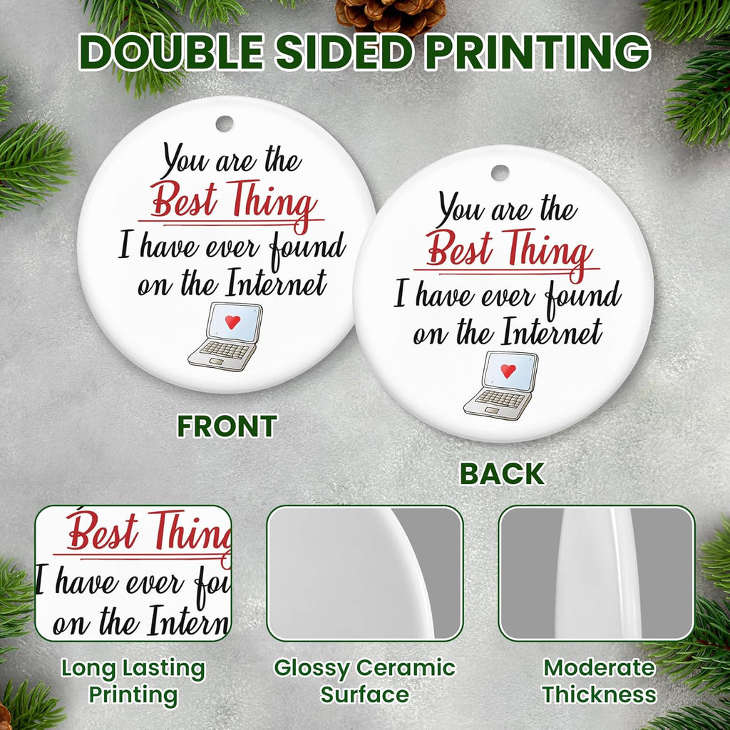 TEEZWONDER Couples Gifts for Him and Her - Ceramic Christmas Ornaments 2025 for Tree Decorations - Christmas Anniversary Birthday Gifts for Women Men, Couple Gift for Girlfriend Boyfriend
