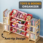 SpaceAid Toy Storage Organizer with 6 Shelves and 12 Bins, Toy Organizers Storage Bookshelf, Kids Bin Shelf Toys Box Bookcase for Bedroom Playroom Organization Room Decor, Red and Pink