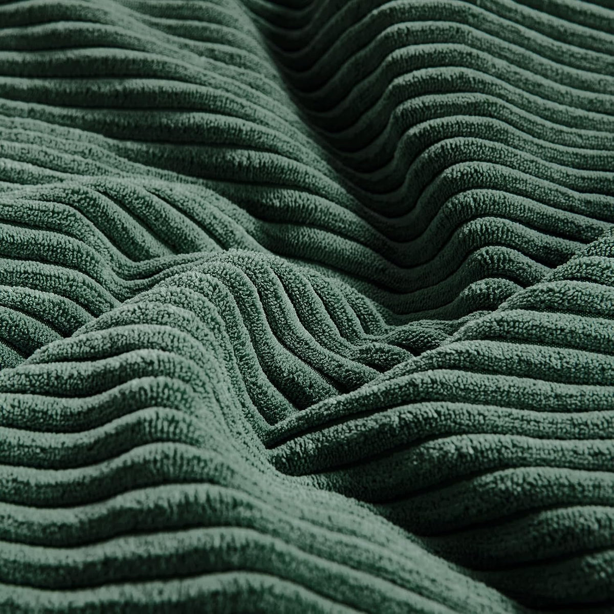 Fancy Homi Set of 2 Dark Green Decorative Throw Pillow Covers 24x24 Inch for Bedroom Couch Bed, Boho Farmhouse Forest Green Home Decor, Soft Corss Corduroy Patchwork Textured Cushion Case 60x60 cm