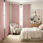 MIULEE 100% Blackout Linen Curtains 42 x 96 Inch Blush Pink 2 Panels | Thermal - Image 8