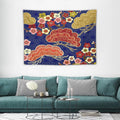 HZOHNAGO Japanese Tapestry Art Abstract Colorful Cherry Blossom Blue Background Pattern Printed Wall Tapestry Painting Wall Hanging for Bedroom Living Room Dorm 40" W x 30" H