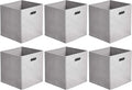 Amazon Basics Collapsible Cube Storage Organizer Bins, 6-Pack, 10.5 x 10.5 x 11 inches, Light Grey