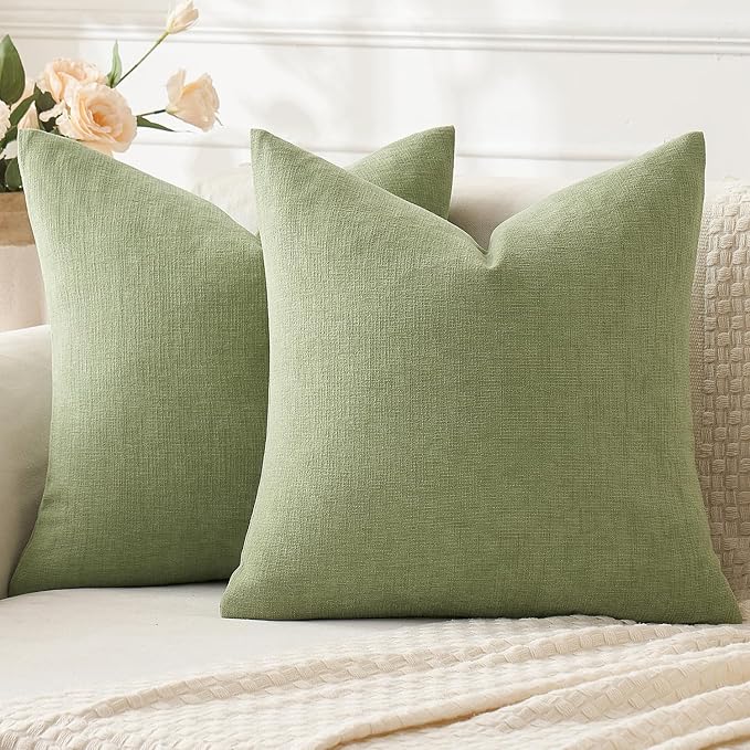 MIULEE Sage Green Chenille Couch Throw Pillow Covers, 18x18 | Set of 2 by MIULEE