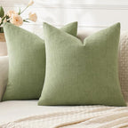MIULEE Sage Green Chenille Couch Throw Pillow Covers, 18x18 | Set of 2 by MIULEE