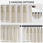 Warm Beige Linen Curtains 108 Inches Long - Image 2