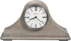 Howard Miller Lakeside Mantel Clock, Triangular Burl Overlays Gray Finish Sturdy Wooden Material, Vintage Analog Dial Roman Numerals with Black Bar Style Idle Timepiece for Office & Home Decor