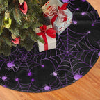 Christmas Tree Skirt,Purple Spider Web Xmas Tree Skirt Rustic Farmhouse Tree Skirt for Christmas Decor Xmas Holiday Home Party Decorations36
