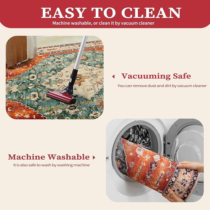SERISSA 10x14 Washable Non Slip Boho Area Rug - Image 3