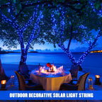 JMEXSUSS 2 Pack Blue Solar Christmas Lights: 100 LED 33ft Blue Solar Lights Outdoor, 8 Modes Solar String Lights for Outside Christmas Tree Gardens Party