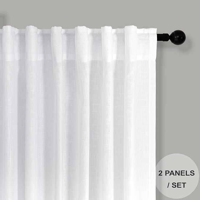Pitalk White Semi Sheer Curtains 36 Inch Wide - Image 2