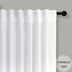 Pitalk White Linen Extra Long Curtains 120 Length - Image 2