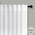 White Extra Long Curtains 9 FT for Living Room 2 Panel Sets Rod Pocket Back Tab - Image 6