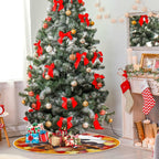 Thanksgiving Turkey Maple LeafTree Skirt, Seasonal Tree Mat Holiday Party Supplies Ornaments Indoor Outdoor Decorations for Tabletop Trees 35.4 Inches