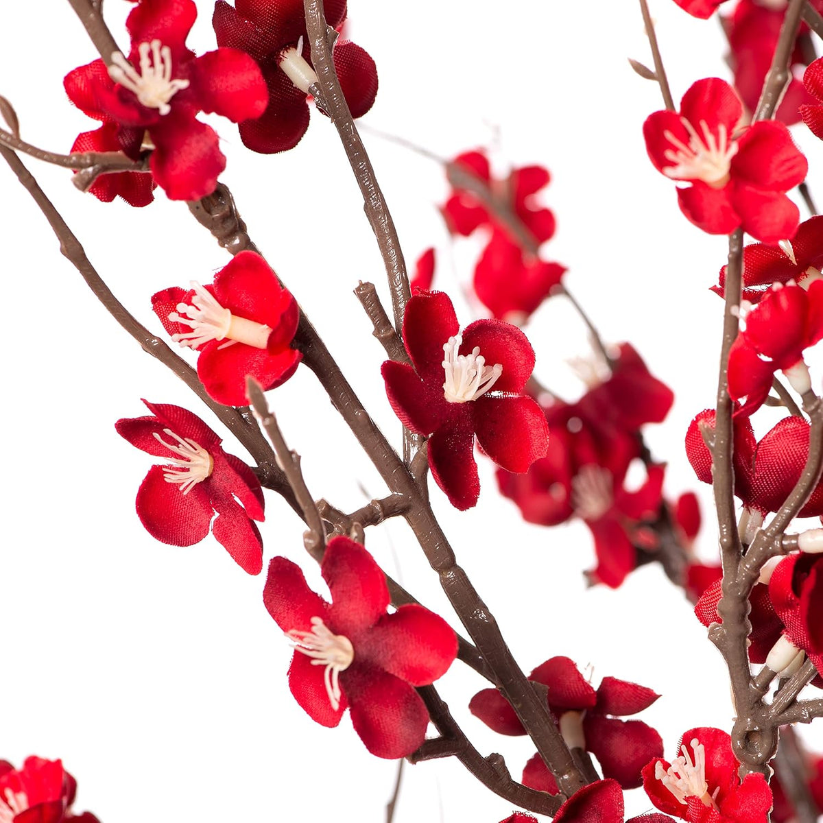 4Pcs Cherry Blossom Branches Artificial Flowers for Spring Summer Indoor Decoration,Faux Long Stem Artificial Flowers for Wedding Home Office Bedroom Party Table Centerpieces Decor(Red)