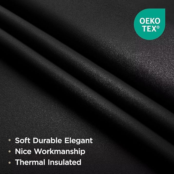 Joydeco 84 Inch Black Curtains 2 Panels Set, Room Darkening Drapes - Image 2