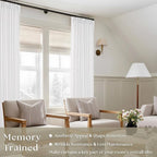 Extra Long Snow White Pinch Pleated 132 Inch Linen Curtains | Memory Training - Image 2